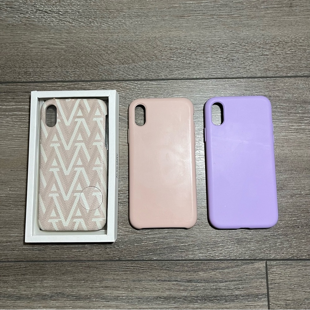 Aritzia (Auxiliary) and Silicone (pink and purple) iPhone X/XS cases